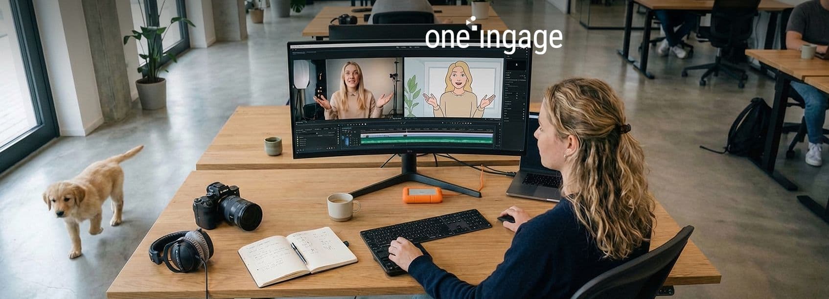 The image compares animated video scenes with live action footage for a marketing campaign.